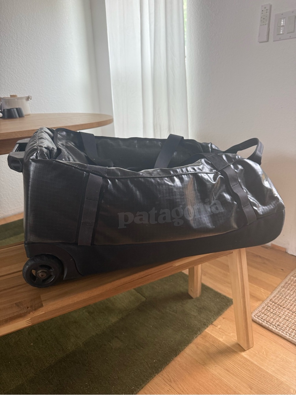 Patagonia Black Rolling Travel Duffel with Wheels